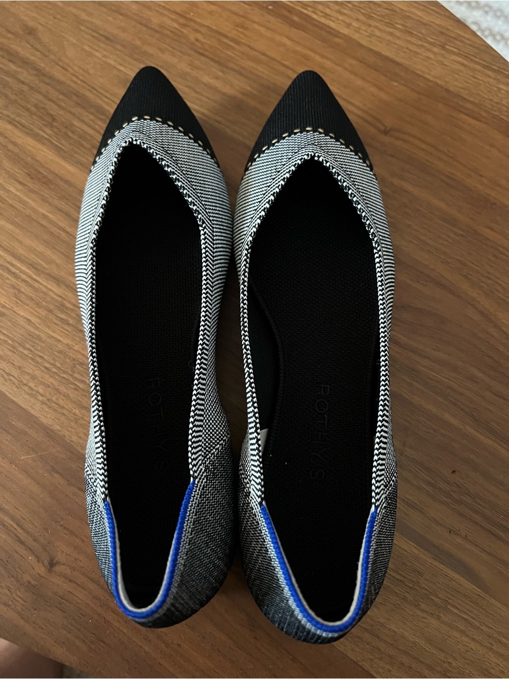 Rothy’s The Point Flats Black Gray Herringbone Knit Women’s Size 10